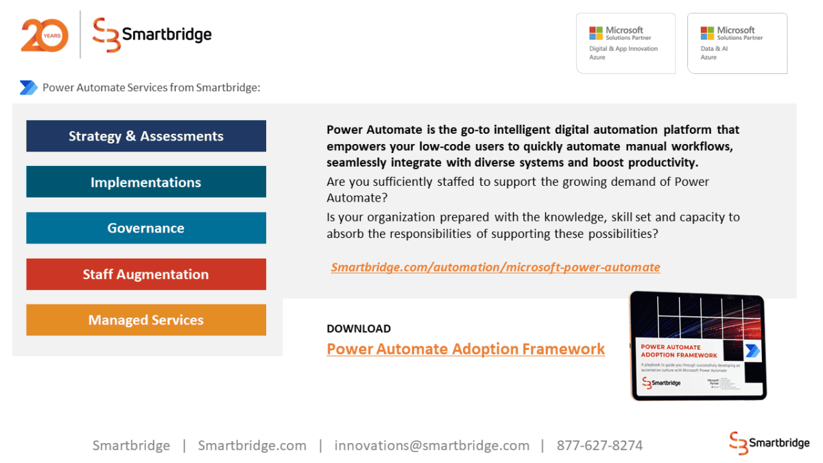 Power Automate Services on Microsoft AppSource Marketplace - Smartbridge