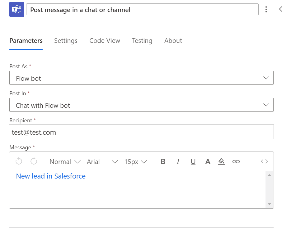 Salesforce and Power Automate - Creating a Lead Notification workflow in Microsoft Teams