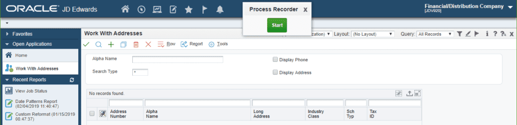 Process Recorder Screenshot