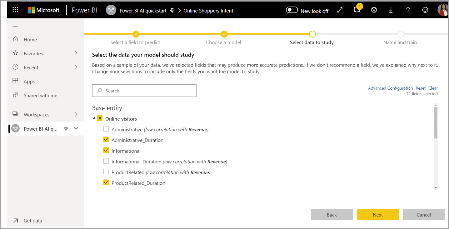 automated machine learning power bi