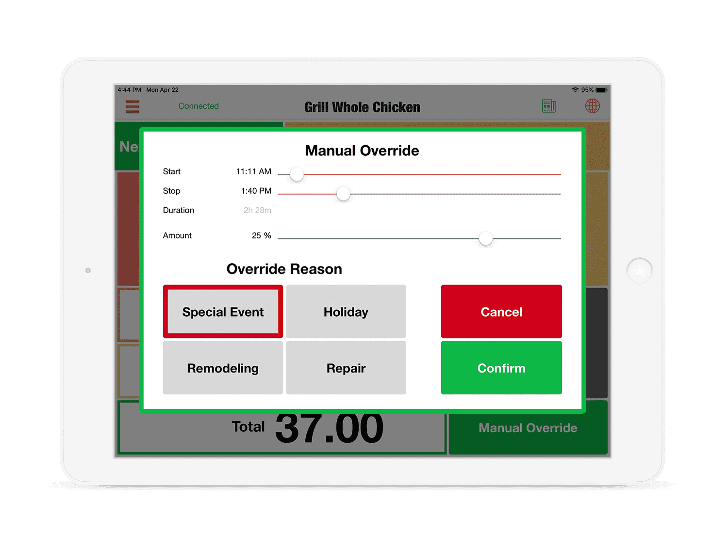 Kitchintel Manual Override