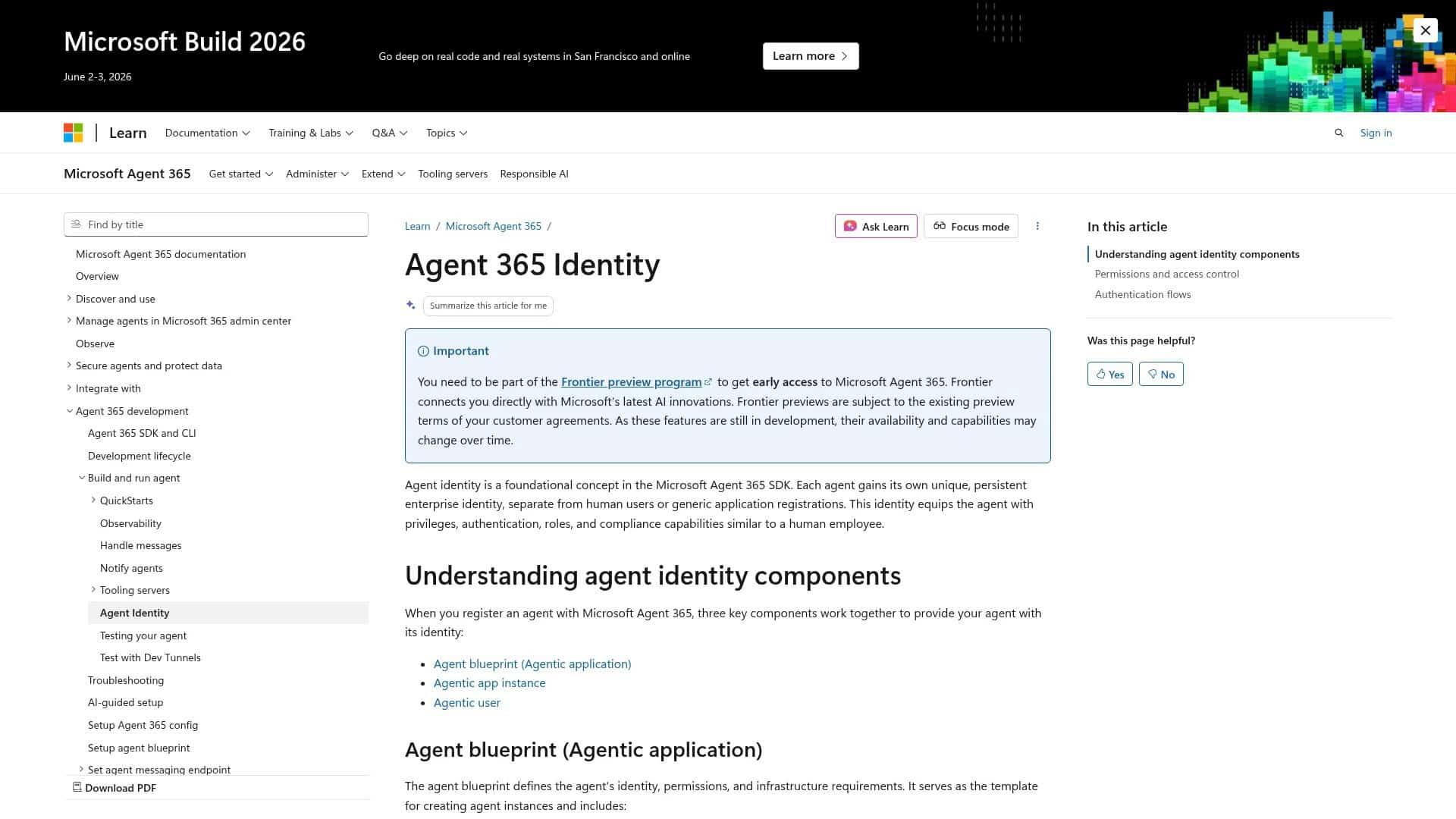 Microsoft Learn: Entra Agent ID developer documentation