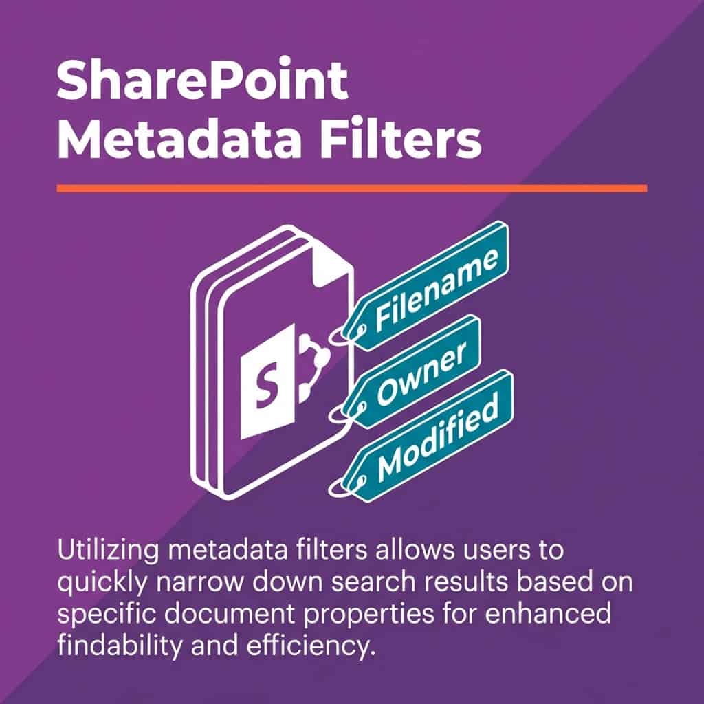 Refined retrieval: SharePoint metadata filters (filename, owner, modified date) improve precision.